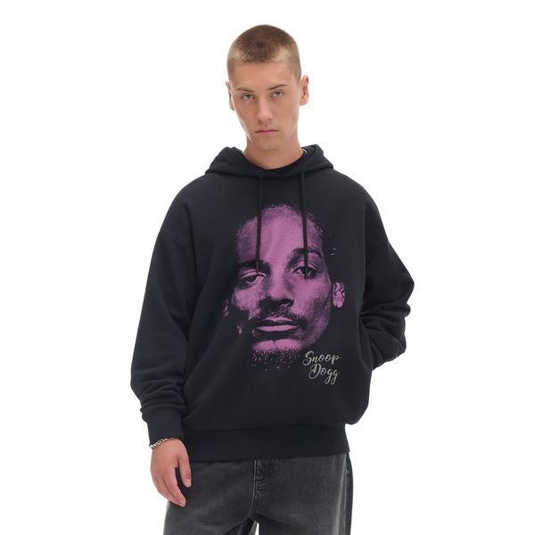 Cropp Cropp - Črna jopa s kapuco Snoop Dogg - črna