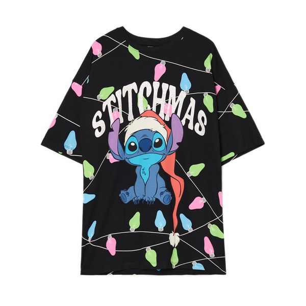 Cropp Cropp - Črna majica Christmas Lilo & Stitch - črna