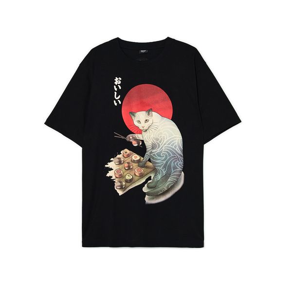 Cropp Cropp - Črna majica s potiskom - črna