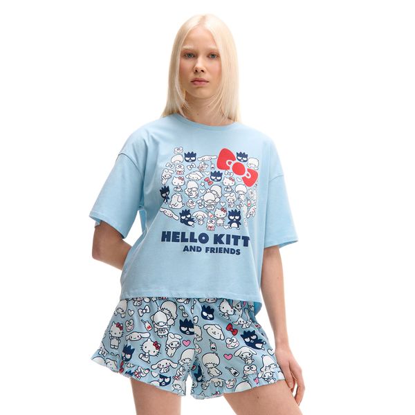 Cropp Cropp - Dvodelni komplet pižame Hello Kitty & Friends - bledo modra