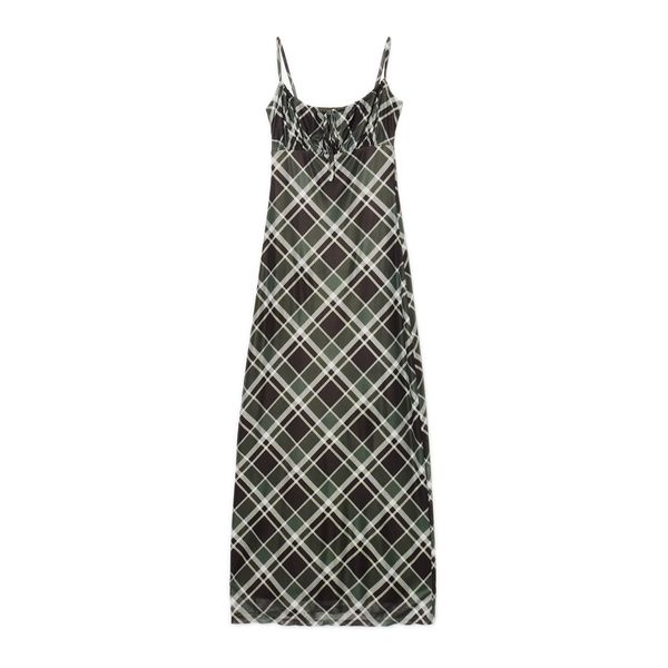 Cropp Cropp - Karirasta obleka - temno zelena