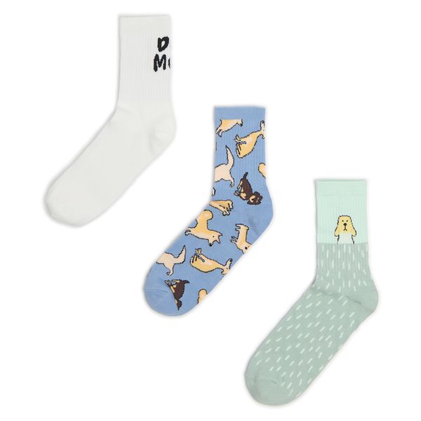 Cropp Cropp - Komplet 3 parov nogavic - bledo modra