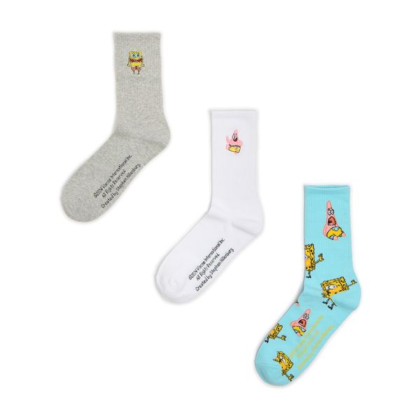 Cropp Cropp - Komplet 3 parov nogavic SpongeBob SquarePants - modra