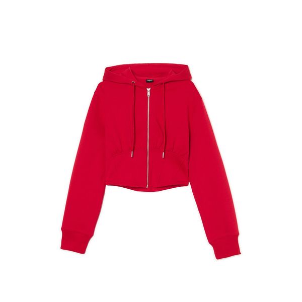 Cropp Cropp - Kratek pulover s kapuco - rdeča