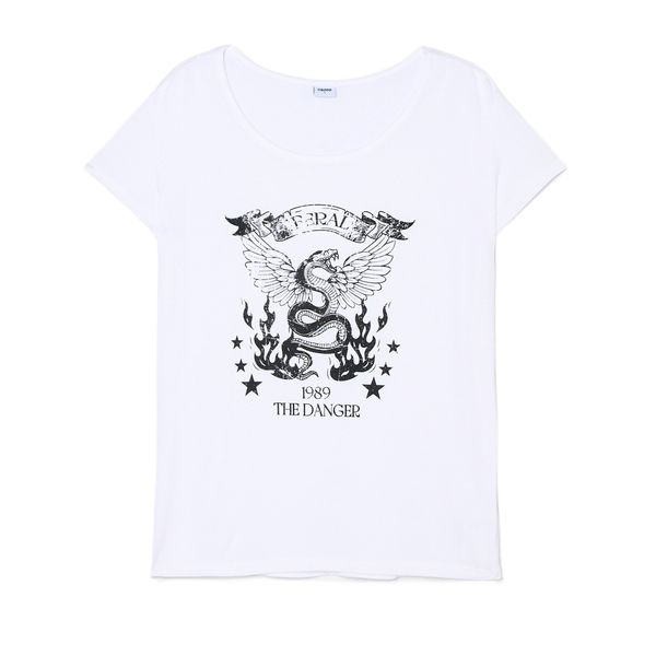 Cropp Cropp - Majica s potiskom - bela