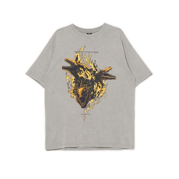 Cropp Cropp - Majica s potiskom House of Dragon - temno siva