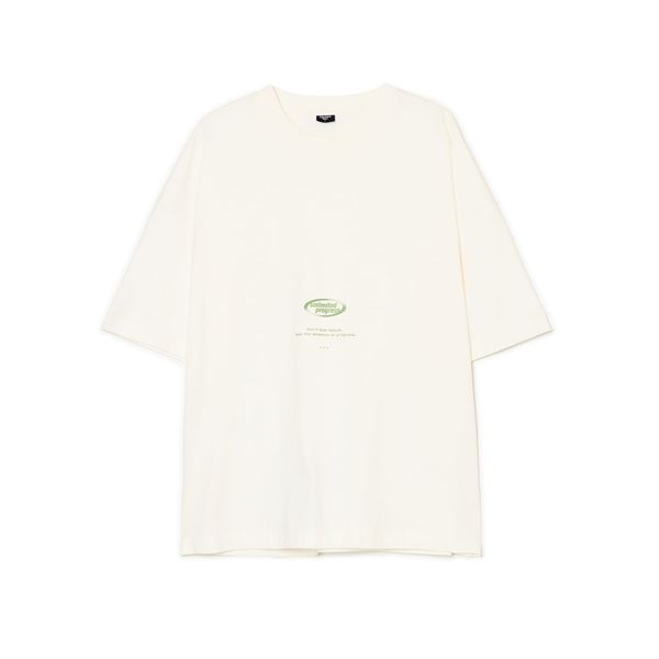 Cropp Cropp - Majica s potiskom - kremna