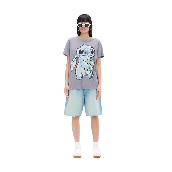 Cropp Cropp - Majica s potiskom Lilo & Stitch - light grey