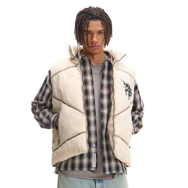 Cropp Cropp - Prešit telovnik s pokončnim ovratnikom - bela