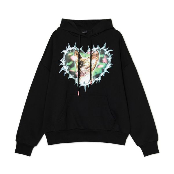 Cropp Cropp - Pulover s kapuco z ušesci - črna