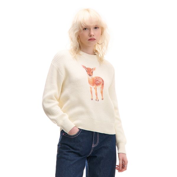 Cropp Cropp - Pulover s potiskom - kremna