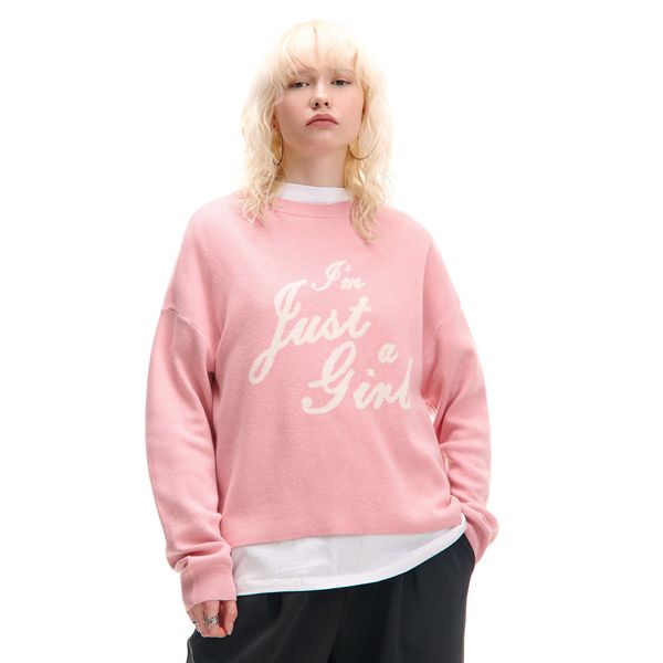 Cropp Cropp - Pulover s potiskom - pastelno roza