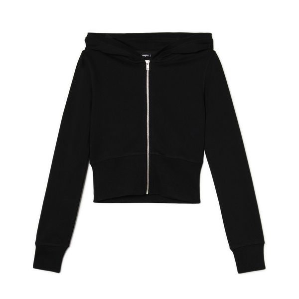 Cropp Cropp - Športna jopa s kapuco na zadrgo - črna