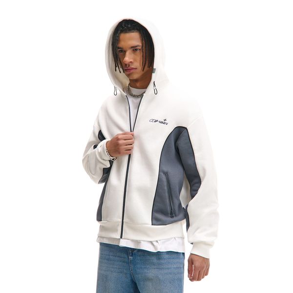 Cropp Cropp - Športna jopa s kapuco na zadrgo - kremna