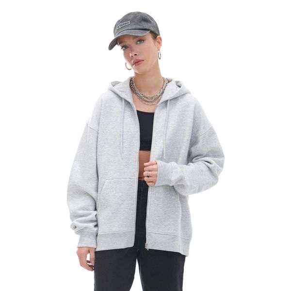 Cropp Cropp - Športna jopa s kapuco na zadrgo - light grey