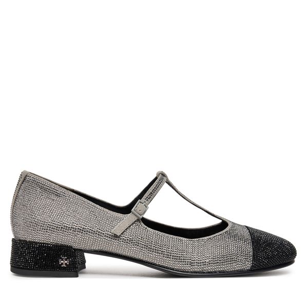 Tory Burch Balerinke Tory Burch Cap-Toe T-Strap Pave Heeled 159830 Srebrna