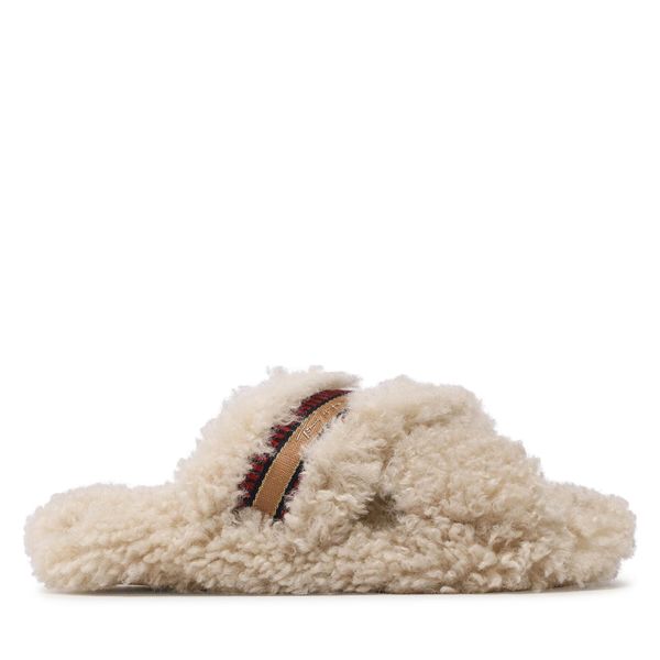 Tommy Hilfiger Copati Tommy Hilfiger Sherpa Fur Home Slippers Strap FW0FW06576 Bež