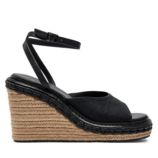 Calvin Klein Espadrile Calvin Klein Wedge Sandal 70 Mono Jacq HW0HW01961 Črna