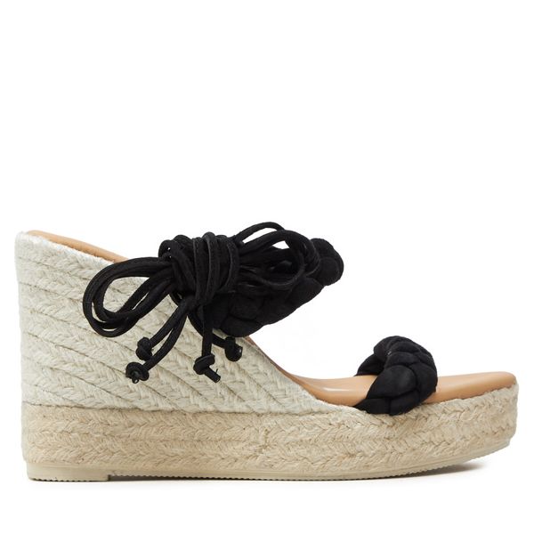 Manebi Espadrile Manebi Hamptons Two Braided Bands Wedge Espadrilles K 1.0 WE Črna