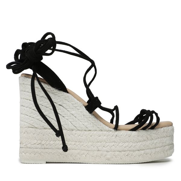 Manebi Espadrile Manebi Lace-Up Wedge Espadrilles L 8.6 WA Black