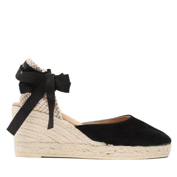 Manebi Espadrile Manebi Soft Suede Low Wedge Espadrilles K 1.0 WL Črna