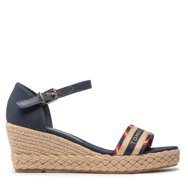 Tommy Hilfiger Espadrile Tommy Hilfiger Corporate Webbing Low Wedge FW0FW06293 Mornarsko modra