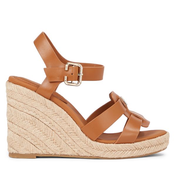 Tommy Hilfiger Espadrile Tommy Hilfiger Espadrille High Wedge Leather FW0FW07925 Cognac Brown GQS