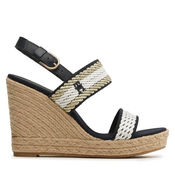 Tommy Hilfiger Espadrile Tommy Hilfiger Golden Webbing Wedge FW0FW07089 Mornarsko modra