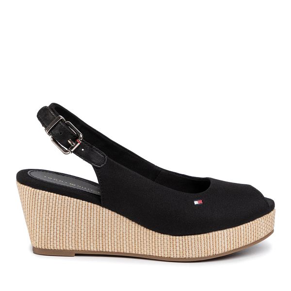 Tommy Hilfiger Espadrile Tommy Hilfiger Iconic Elba Sling Back Wedge FW0FW04788 Črna