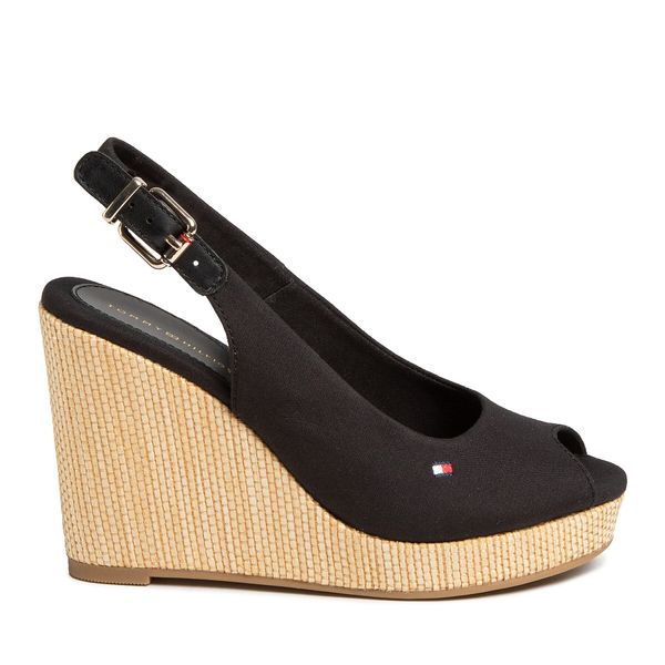 Tommy Hilfiger Espadrile Tommy Hilfiger Iconic Elena Sling Back Wedge FW0FW04789 Črna