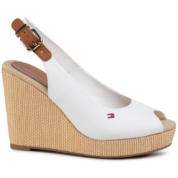 Tommy Hilfiger Espadrile Tommy Hilfiger Iconic Elena Sling Back Wedge FW0FW04789 Écru