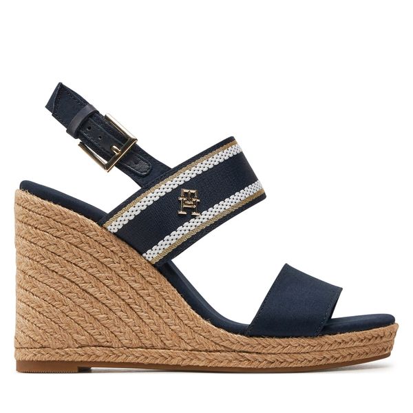 Tommy Hilfiger Espadrile Tommy Hilfiger Webbing High Wedge Sandal FW0FW08045 Mornarsko modra