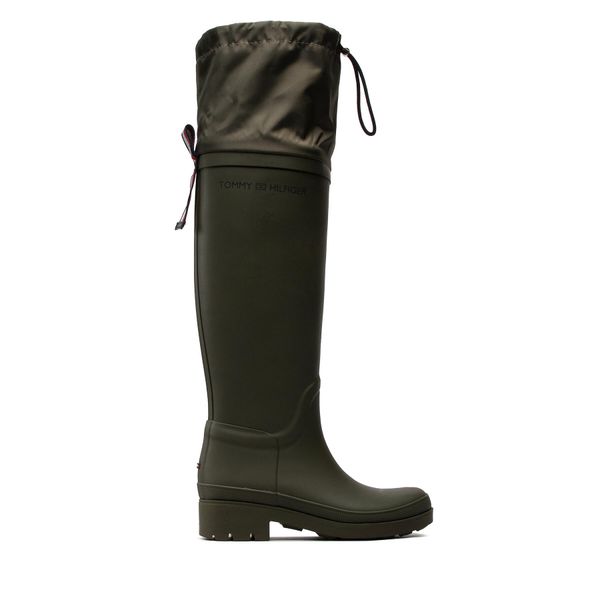 Tommy Hilfiger Gumijasti škornji Tommy Hilfiger Overknee Rainboot FW0FW06778 Army Green RBN