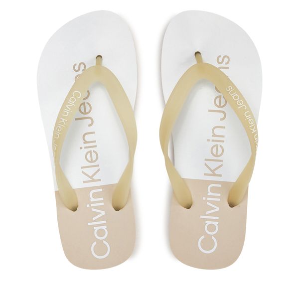 Calvin Klein Jeans Japonke Calvin Klein Jeans Beach Sandal Flatform Monologo YW0YW01617 Écru