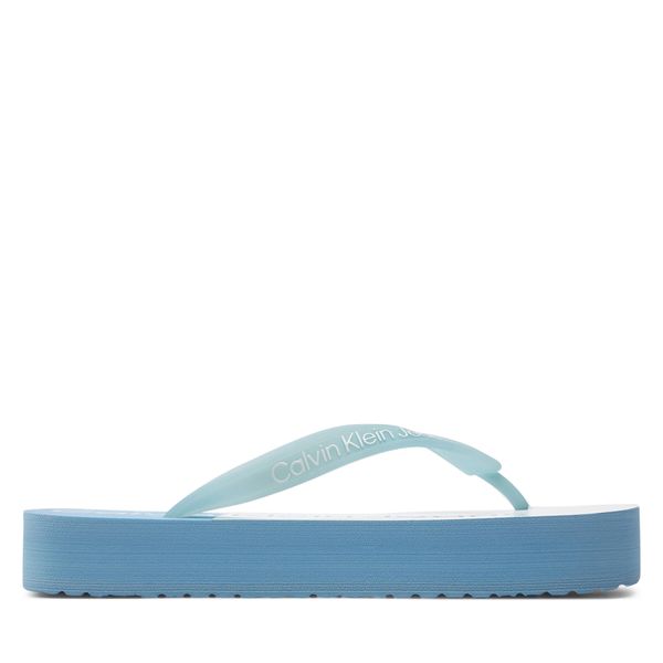 Calvin Klein Jeans Japonke Calvin Klein Jeans Beach Sandal Flatform Monologo YW0YW01617 Svetlo modra