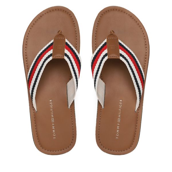 Tommy Hilfiger Japonke Tommy Hilfiger Leather Beach Sandal FM0FM04548 Pisana