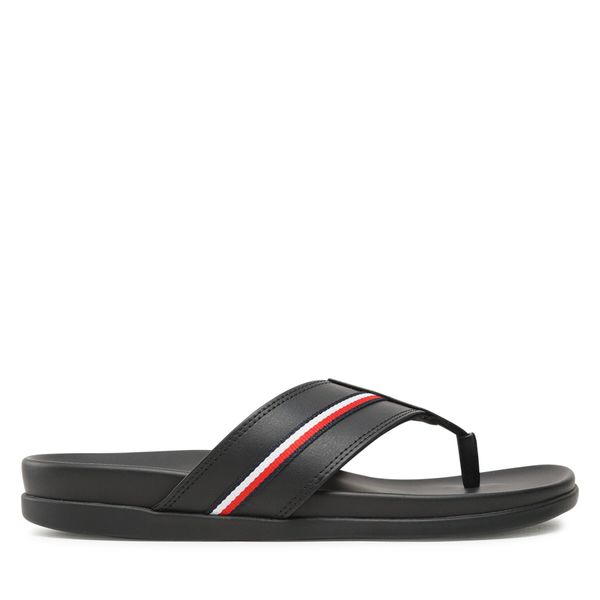 Tommy Hilfiger Japonke Tommy Hilfiger Leather Toe Post Sandal FM0FM04460 Črna