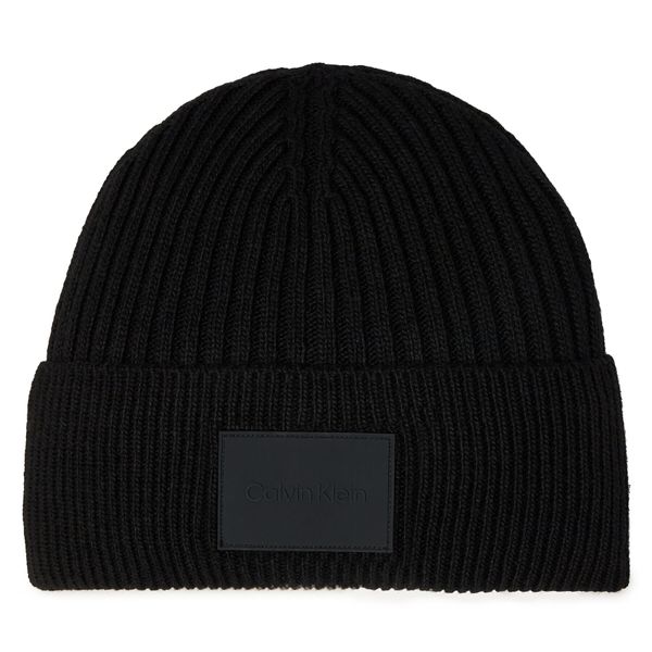 Calvin Klein Kapa Calvin Klein Tonal Rubber Patch Beanie K50K511291 Črna