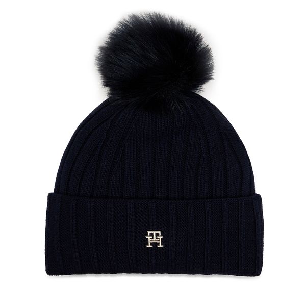 Tommy Hilfiger Kapa Tommy Hilfiger Essential Chic Pompom Beanie AW0AW16125 Mornarsko modra