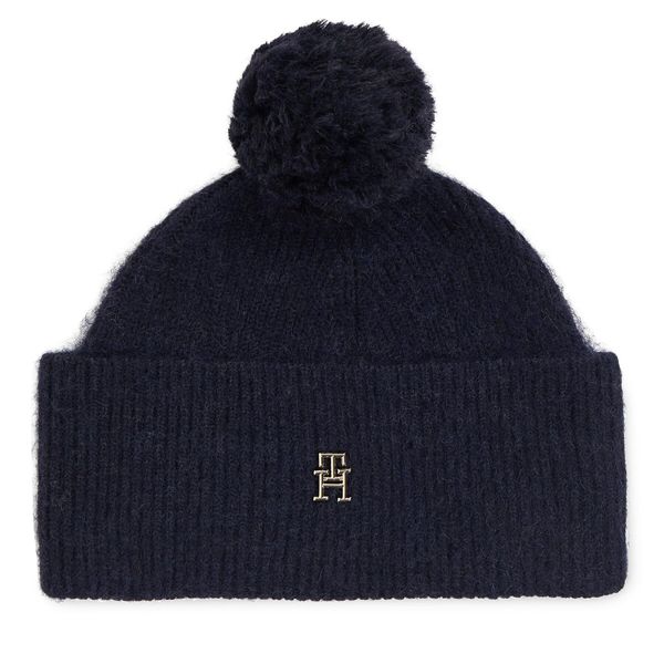 Tommy Hilfiger Kapa Tommy Hilfiger Th Evening Pompom Beanie AW0AW15390 Mornarsko modra