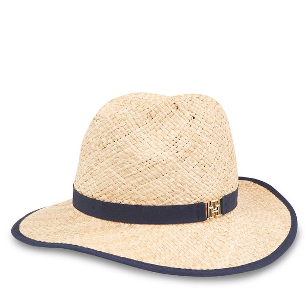 Tommy Hilfiger Klobuk Tommy Hilfiger Beach Summer Straw Fedora Hat AW0AW16044 Écru