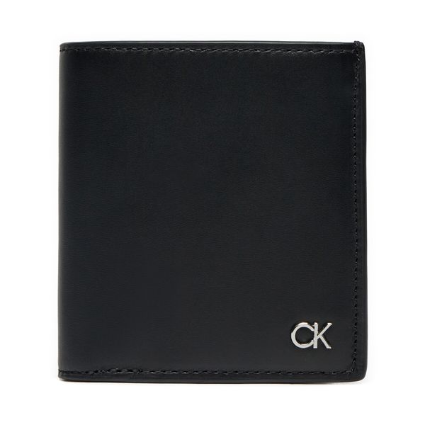 Calvin Klein Majhna moška denarnica Calvin Klein Metal Ck Trifold 6Cc W/Coin K50K512290 Črna