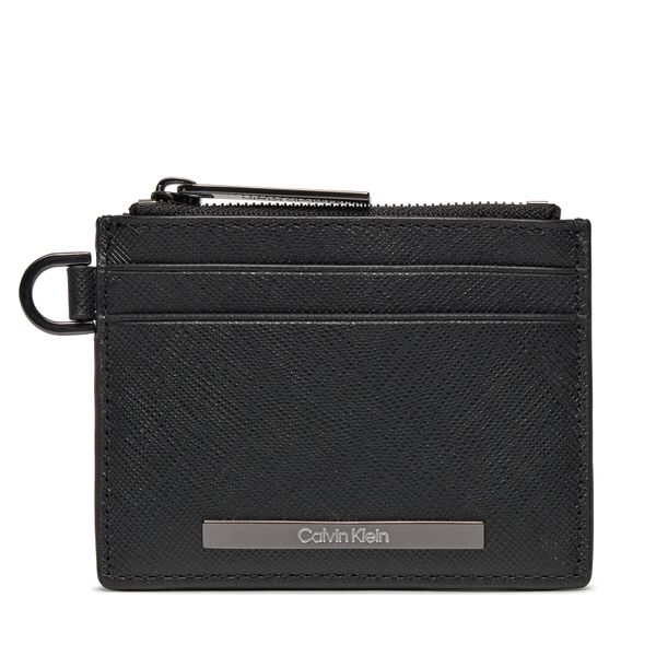 Calvin Klein Majhna moška denarnica Calvin Klein Modern Bar Cardholder 4Cc W/Zip K50K511670 Ck Black Saffiano BEH