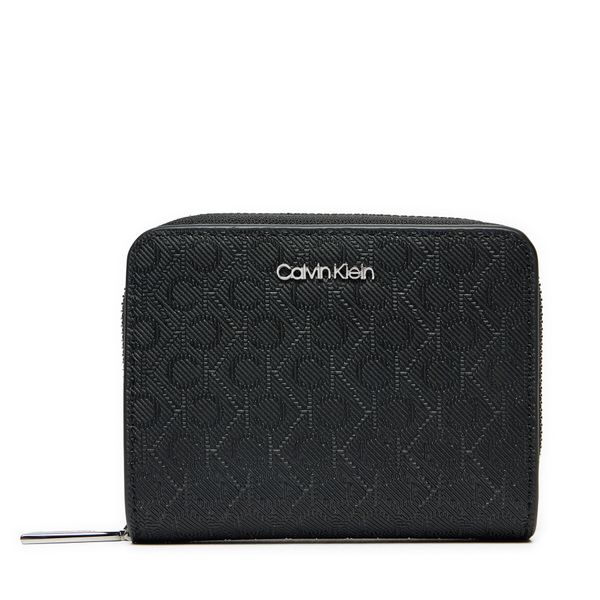 Calvin Klein Majhna ženska denarnica Calvin Klein Ck Must Medium Zip Around_Mono K60K612825 Črna