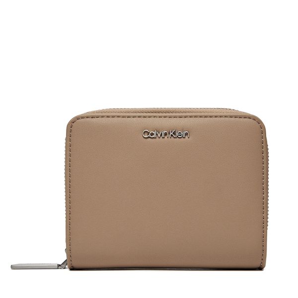 Calvin Klein Majhna ženska denarnica Calvin Klein Ck Must Z/A Wallet W/Flap Md K60K607432 Silver Mink PFA
