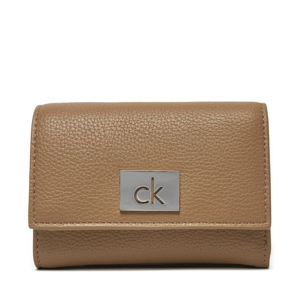 Calvin Klein Majhna ženska denarnica Calvin Klein Ck Plaque Small Trifold W/Zip K60K612834 Siva