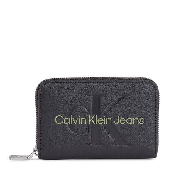 Calvin Klein Jeans Majhna ženska denarnica Calvin Klein Jeans Sculpted Med Zip Around Mono K60K607229 Črna