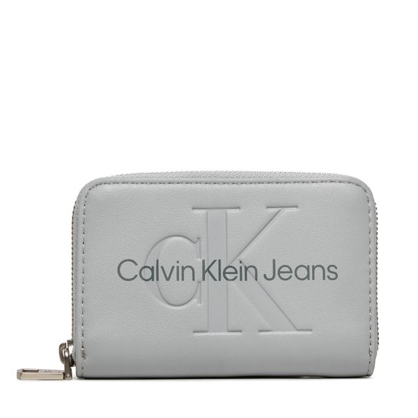 Calvin Klein Jeans Majhna ženska denarnica Calvin Klein Jeans Sculpted Med Zip Around Mono K60K612255 Siva