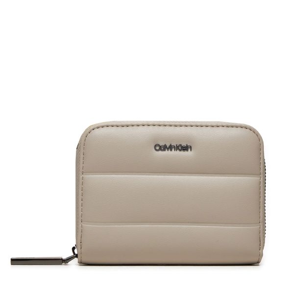 Calvin Klein Majhna ženska denarnica Calvin Klein Line Quilt Medium Zip Around K60K612201 Bež