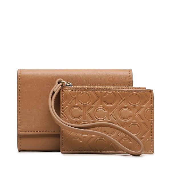 Calvin Klein Majhna ženska denarnica Calvin Klein Re-Lock Bifold & Cardholder Sm K60K611092 Rjava